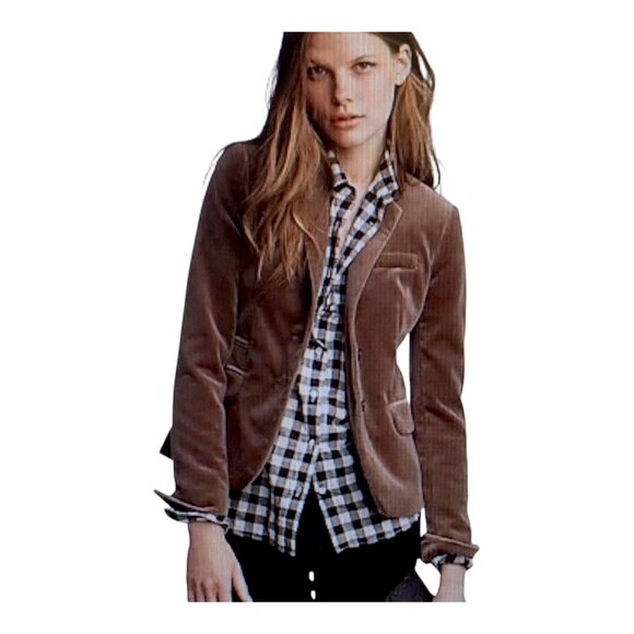 Vintage J.Crew Womens Brown Velvet Blazer Jacket Size 10 Green Label - Picture 12 of 12
